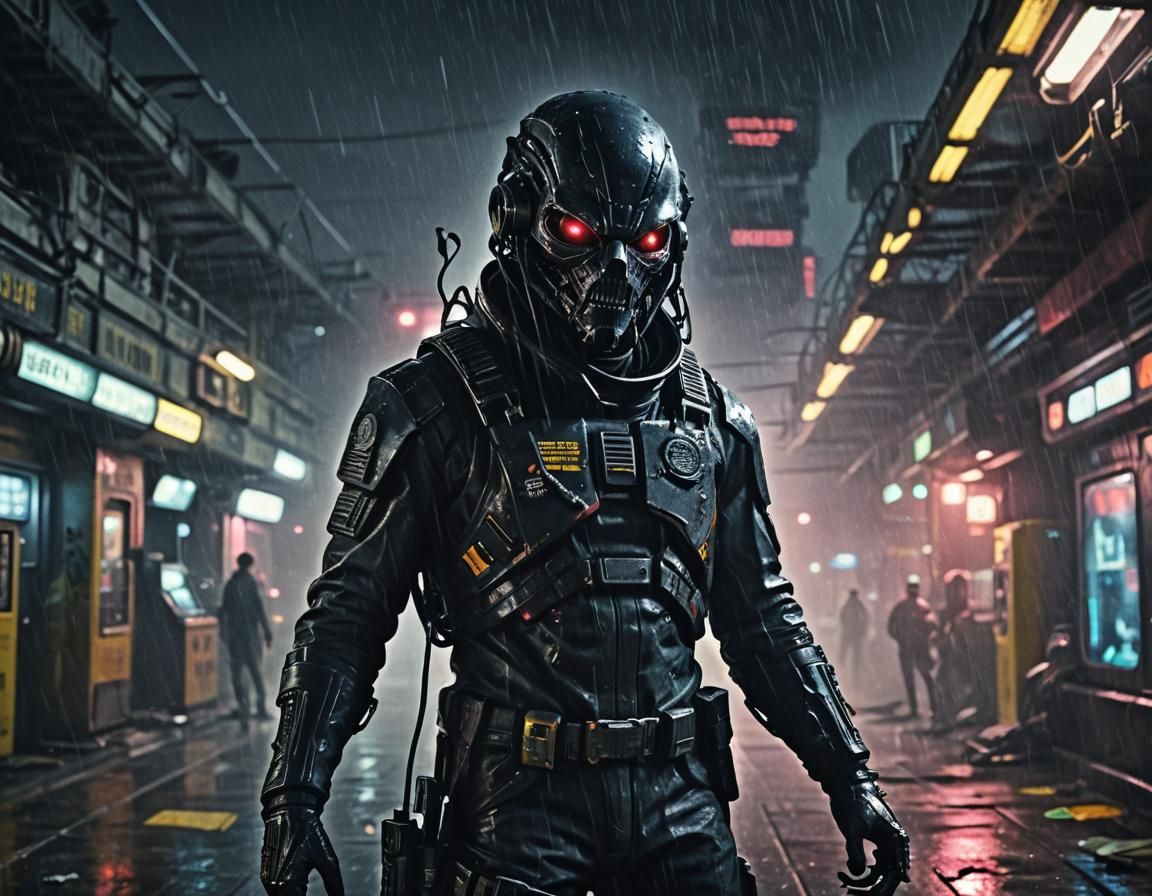 Galactic Crime Noir Wanted Poster: Mysterious Alien Outlaw