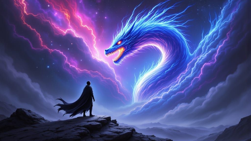 Cosmic Dragon in a Vibrant Landscape