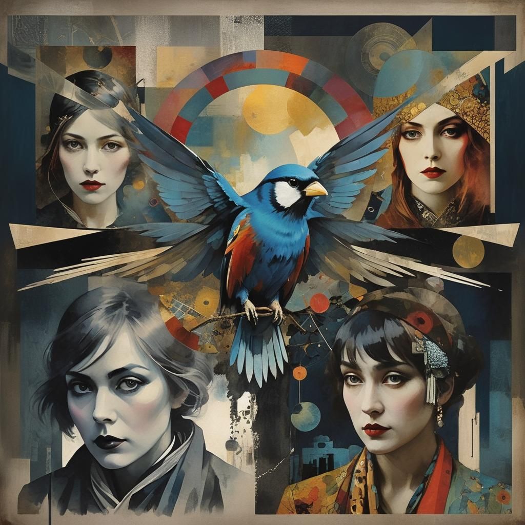 Magical Nighttime Scene in a Whimsical Digital Collage