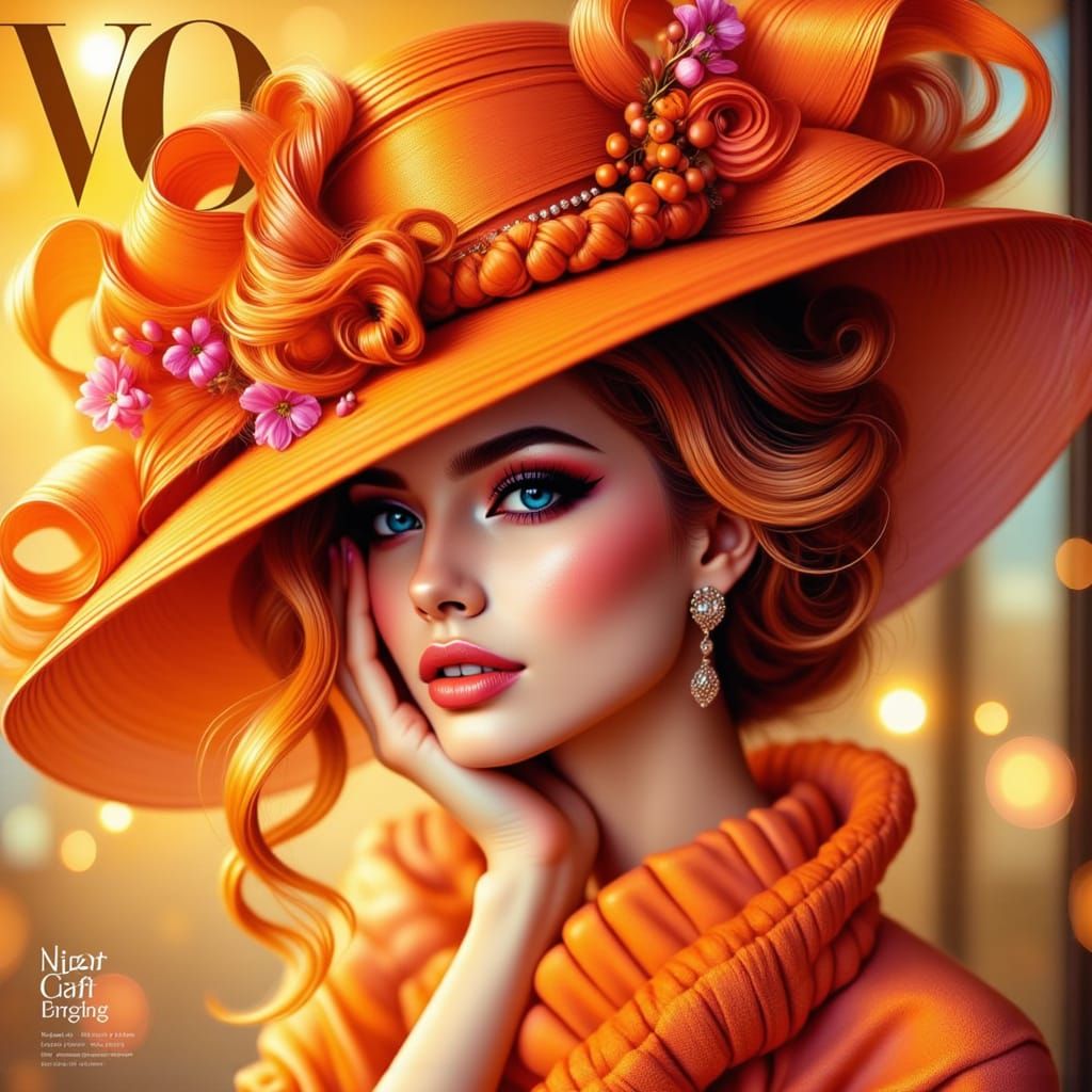 Ginger haired woman with hat