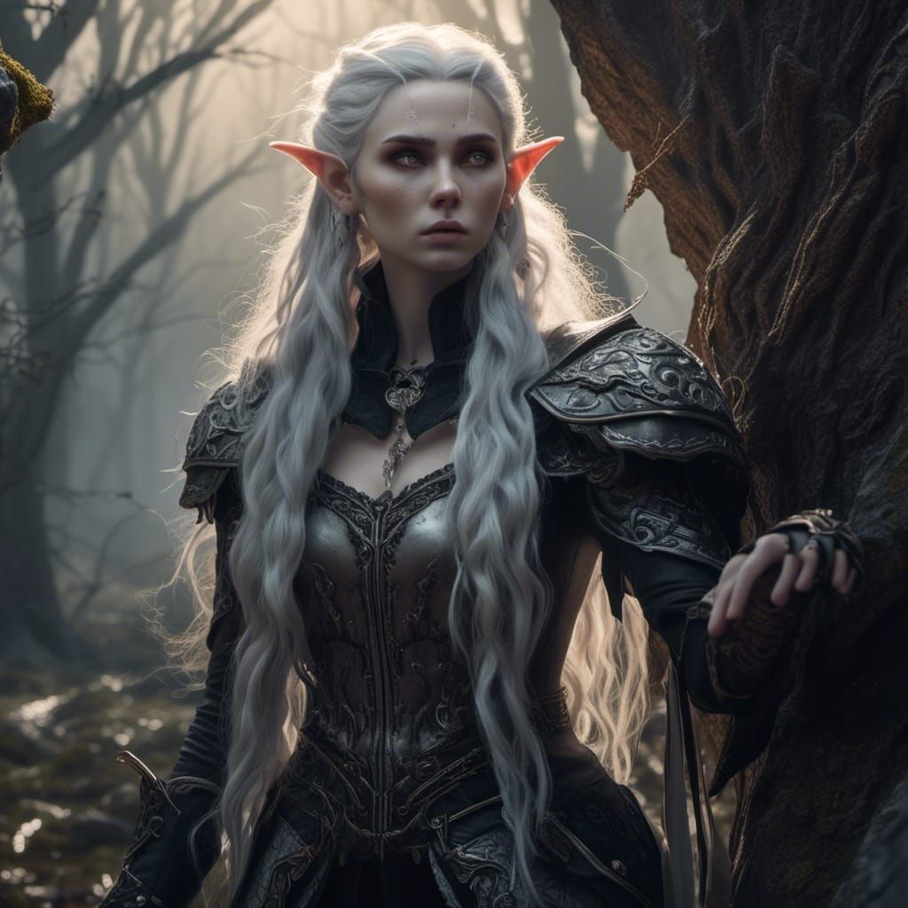Gothic Elf Warrior in Dark Fantasy Art