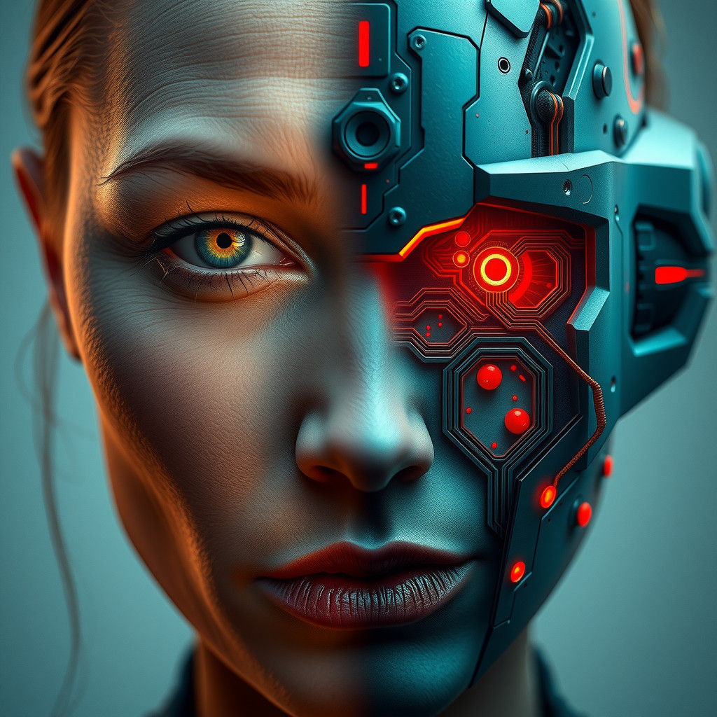 Hyper-Realistic Portrait of a Woman with Android Features