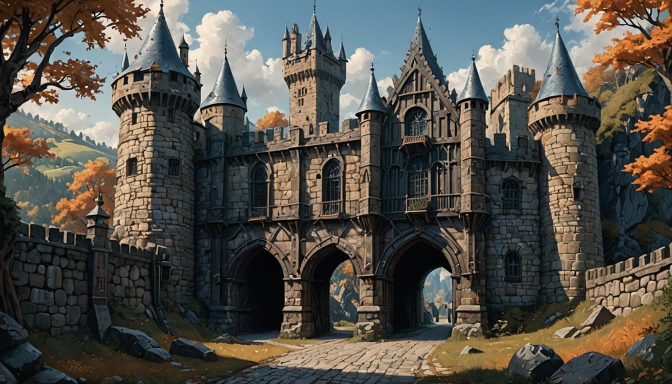 Medieval Gate in a Fantasy Landscape