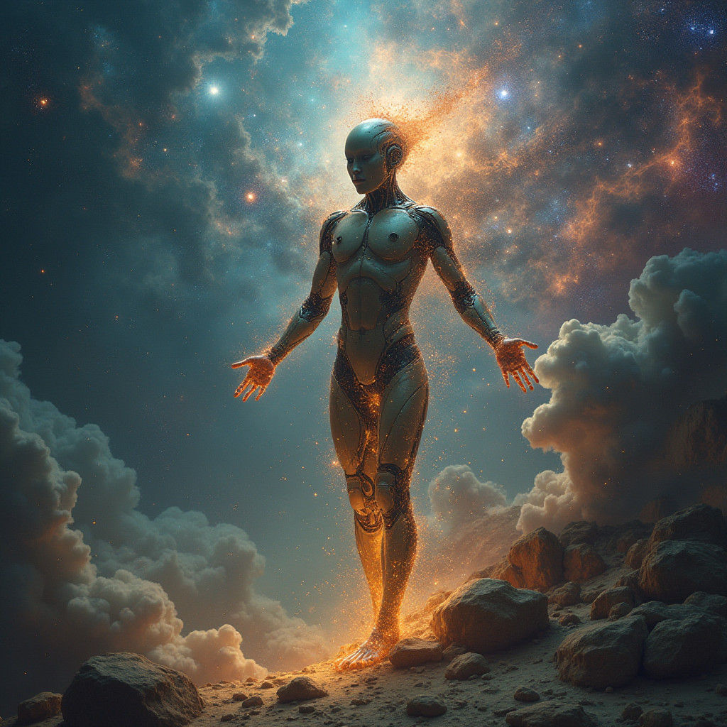 Cyborg Emerges from Cosmic Sublime