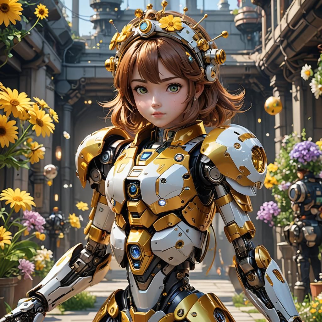Cyborg Princess Daisy in Anime Style