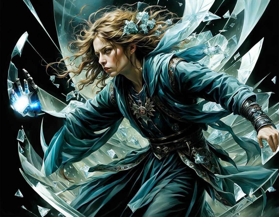Glass Figure Transcends Reality in Shattered Form