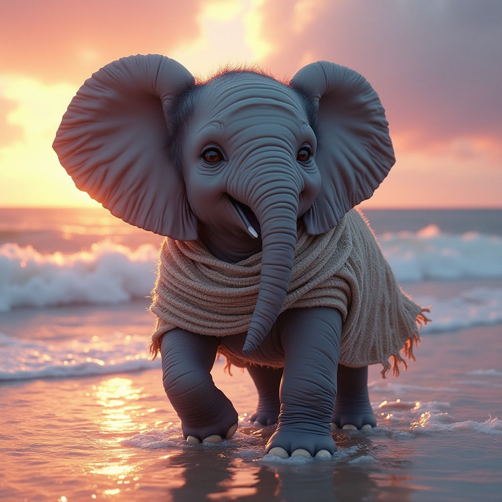 Gentle Giant Surfs Up at Sunset