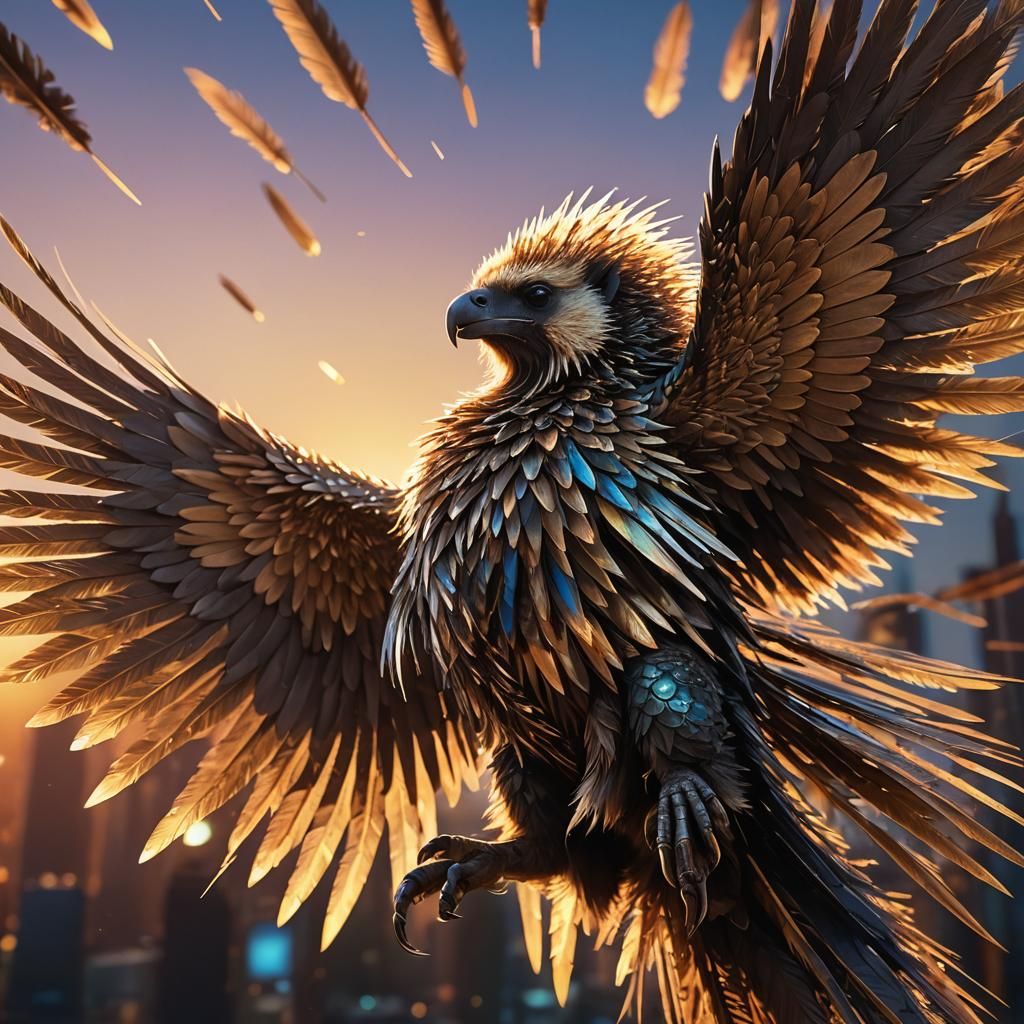Cybernetic Avian with Porcupine Quills Takes Flight