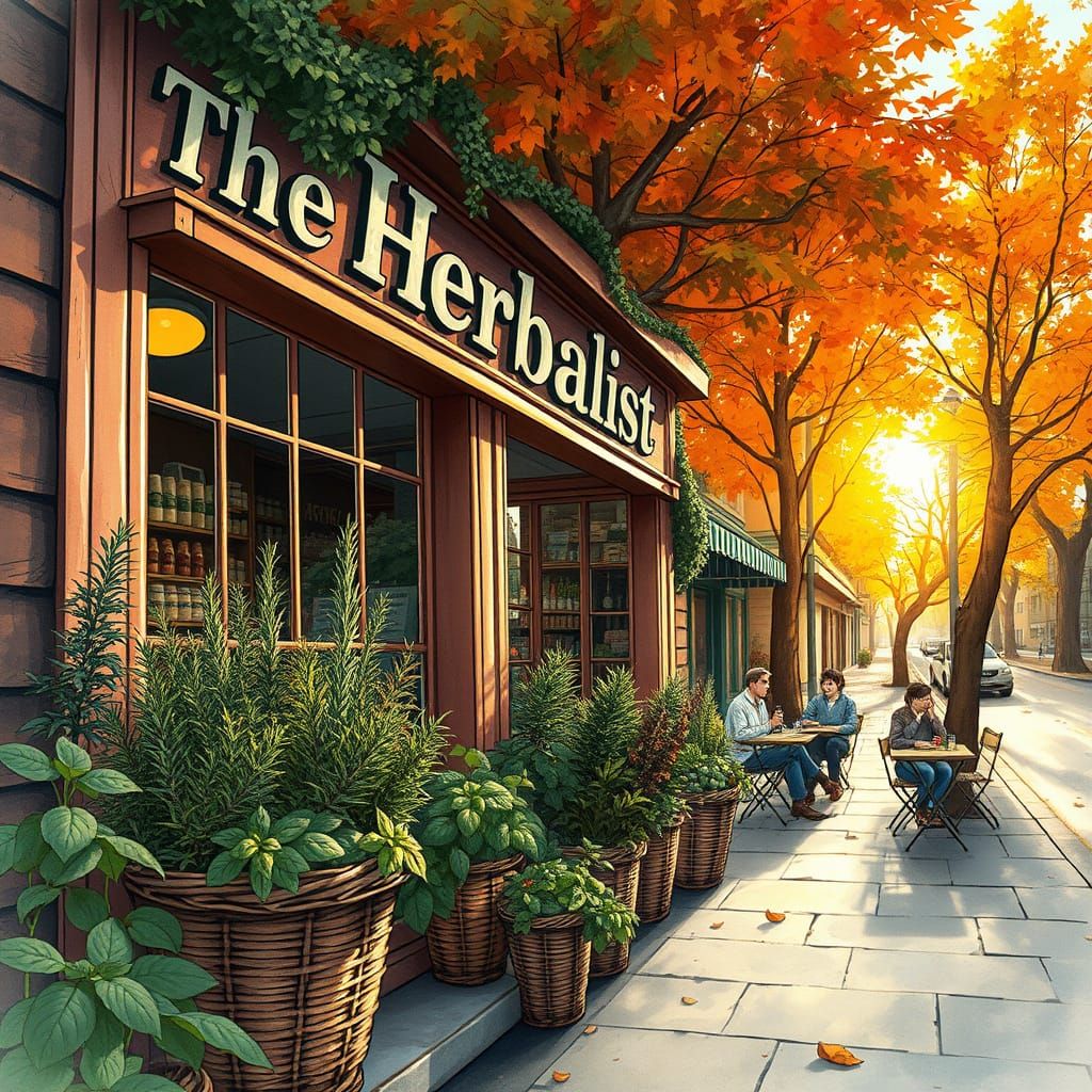 The Herbalist Health Food Store in Watercolour Style