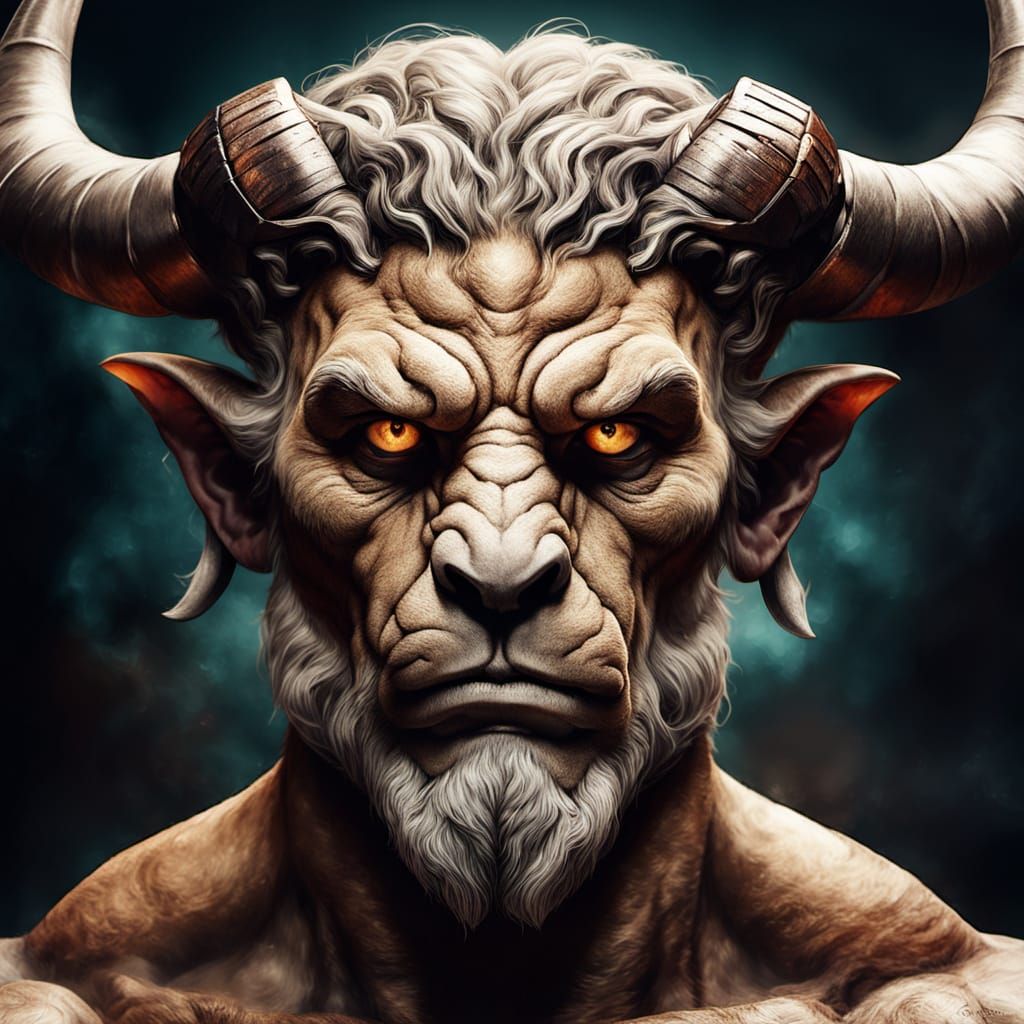 Hyperrealistic Minotaur Portrait in Earthy Tones