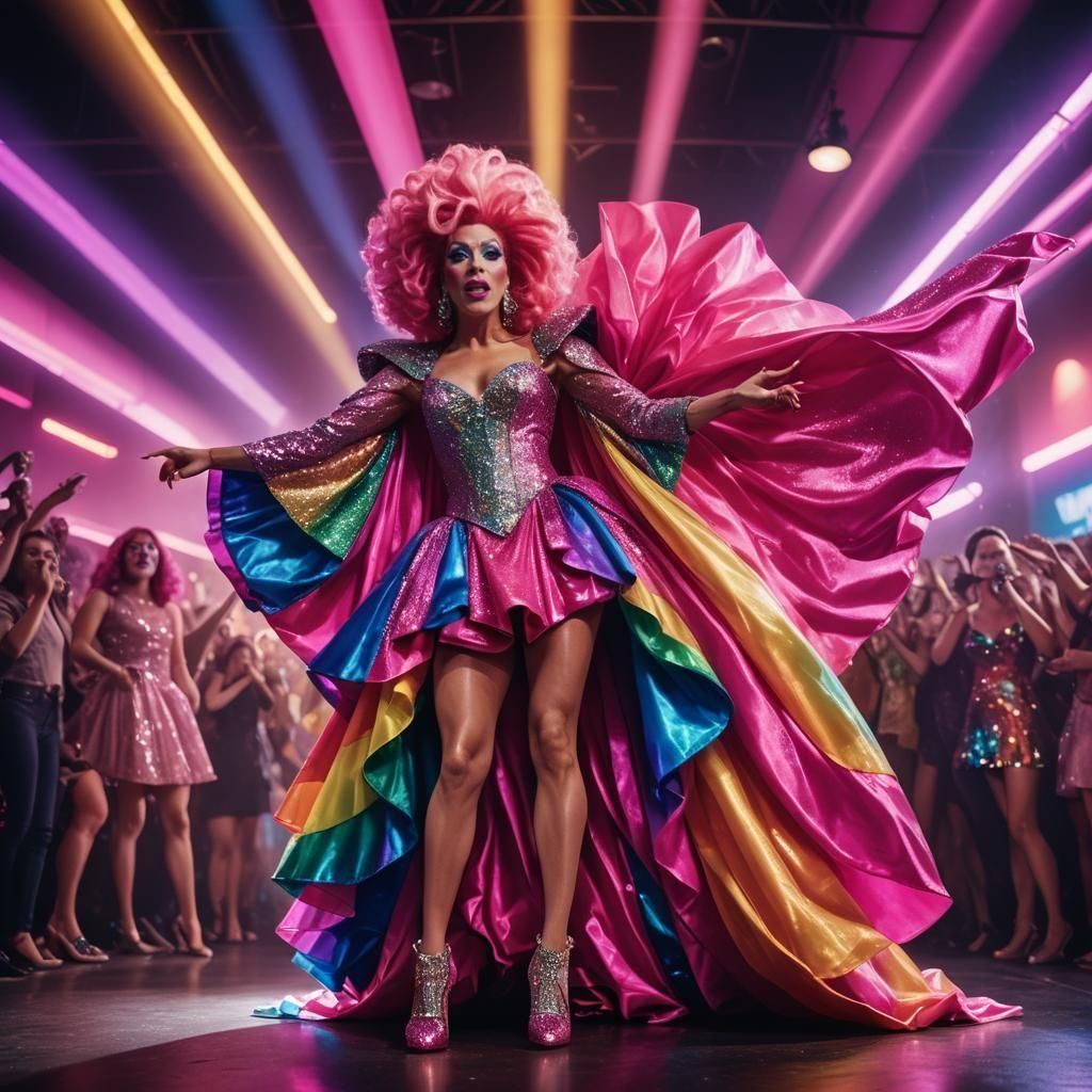 Glamorous Drag Queen in Cinematic Film Style