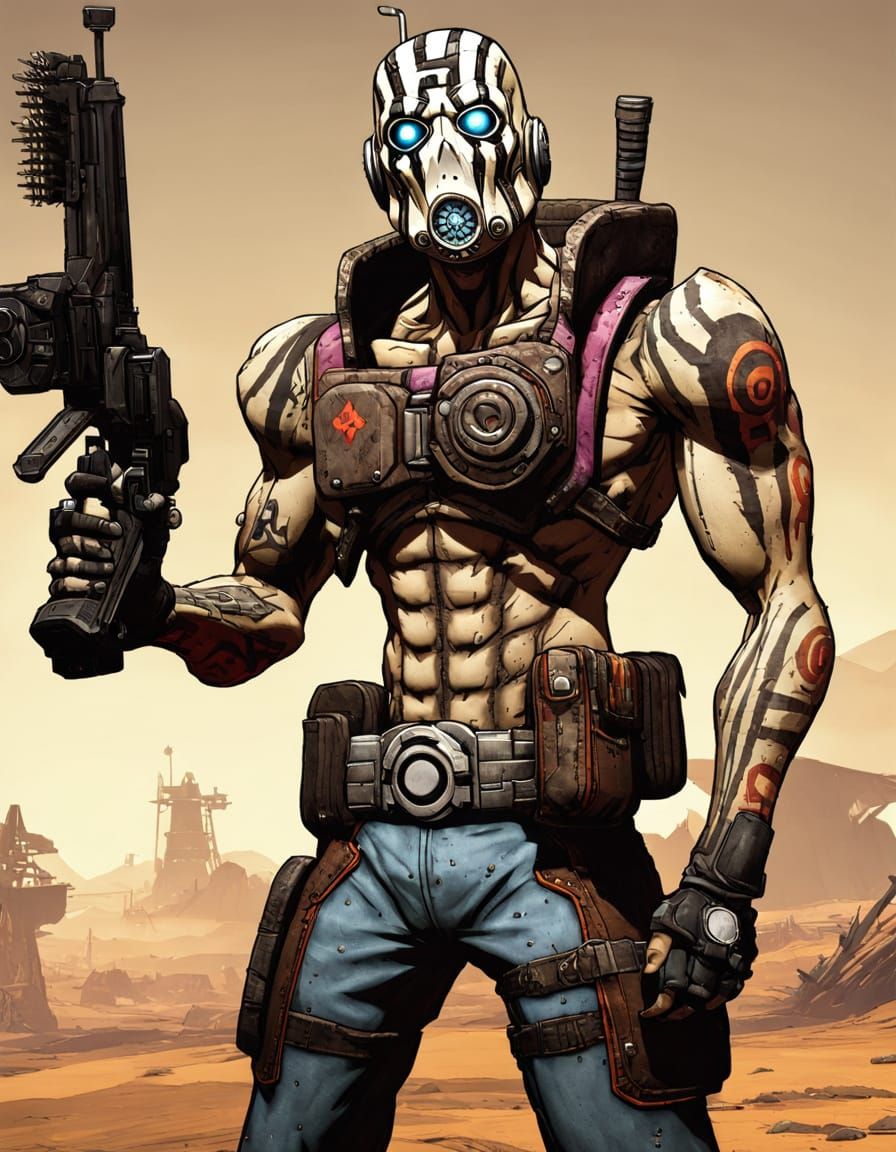 Psycho from Borderlands in Hyper-Detailed Video Game Art