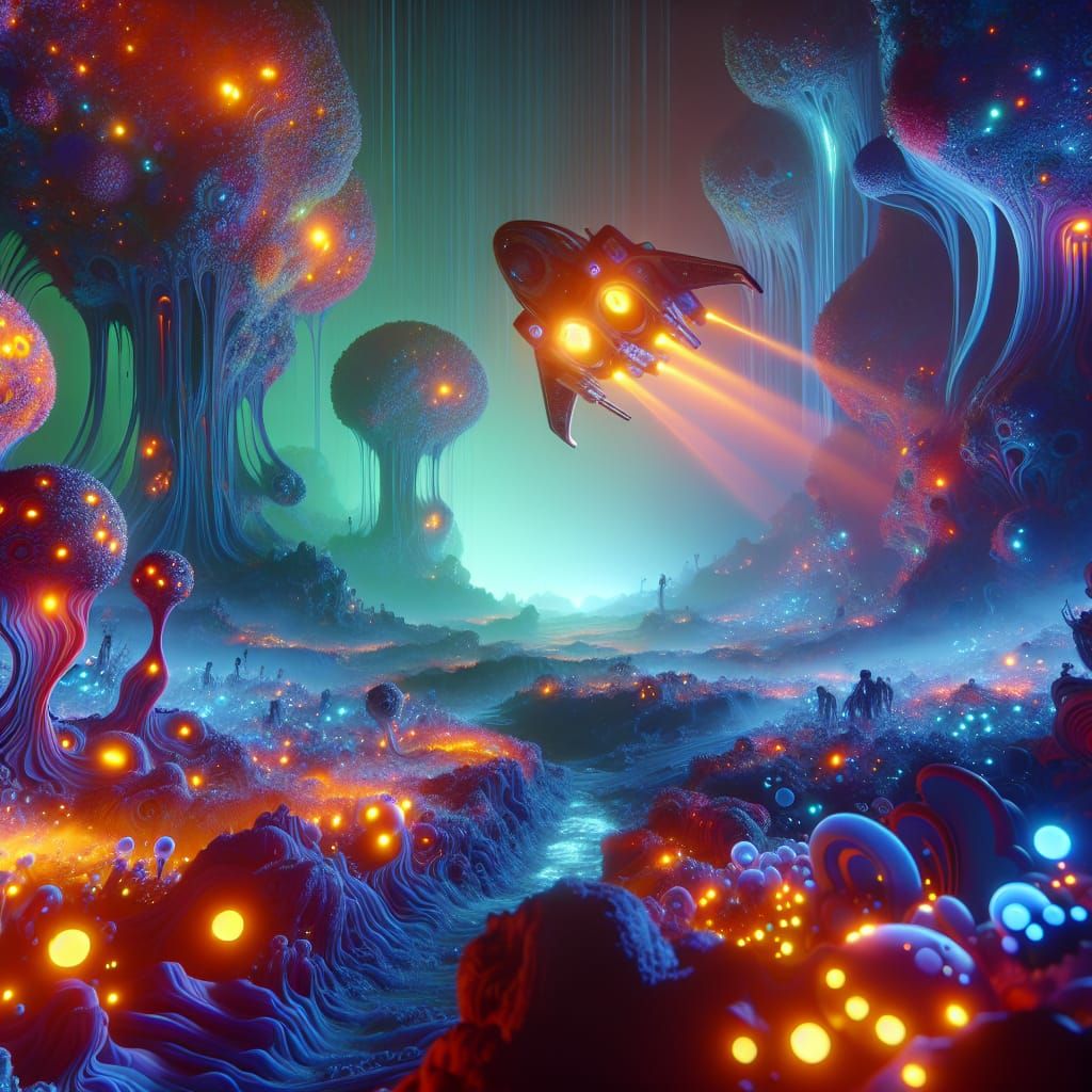 Surreal Bioluminescent Cosmos in Vibrant Colors