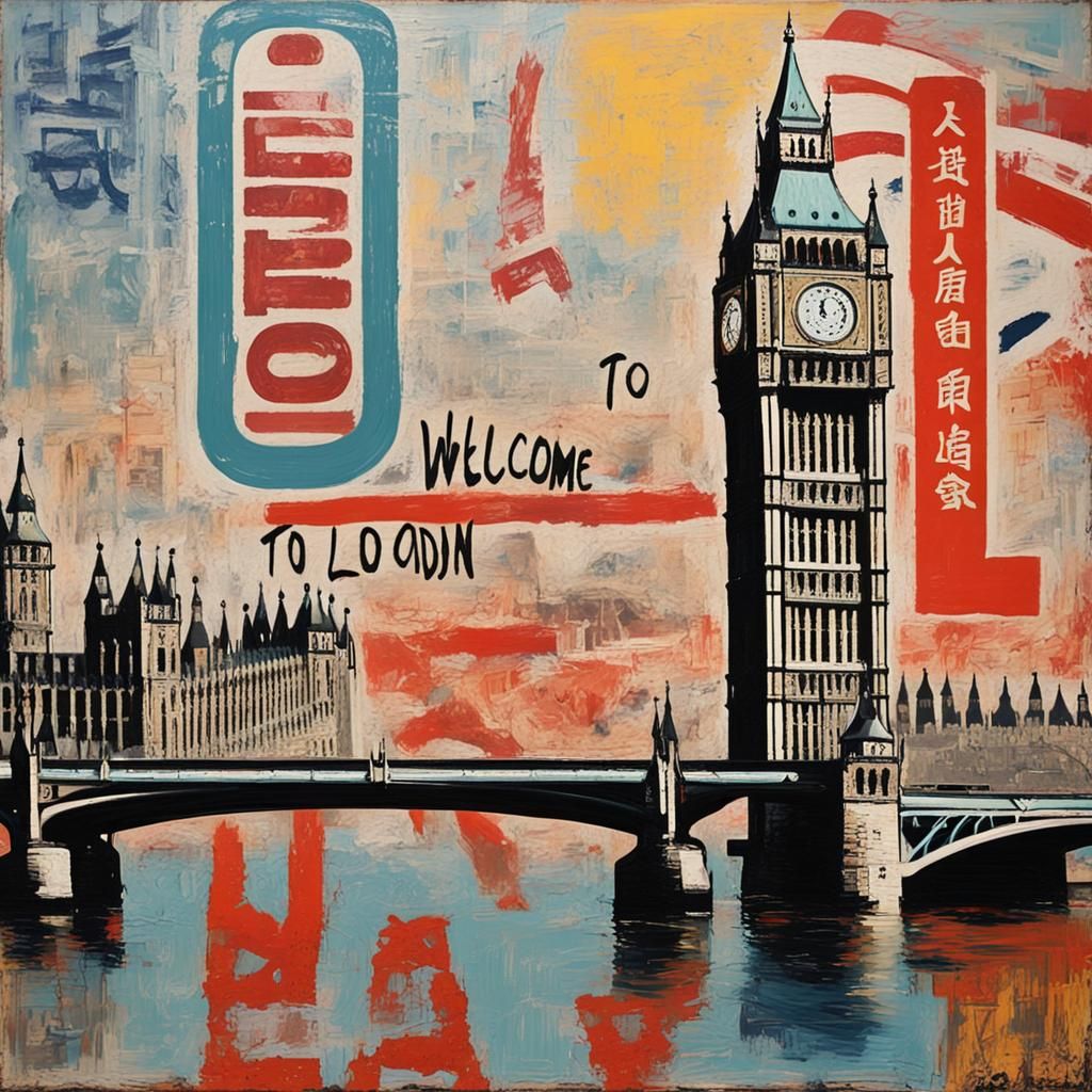 London Brutalist Propaganda Poster in Neo-Expressionist Styl...