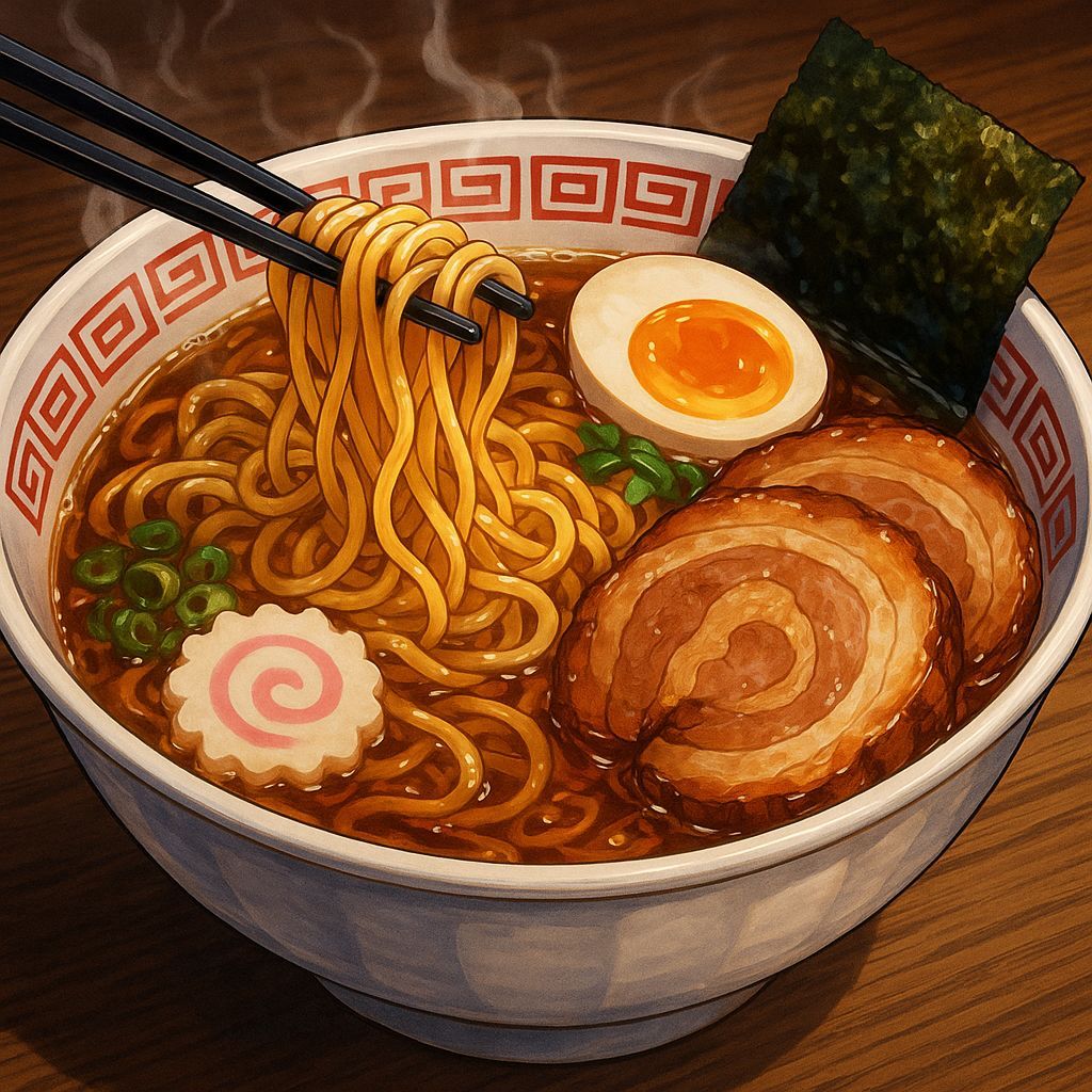 Delicious Ramen Bowl in Anime Style