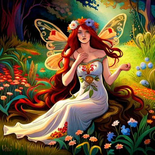 Whimsical Fairy in a Country Meadow