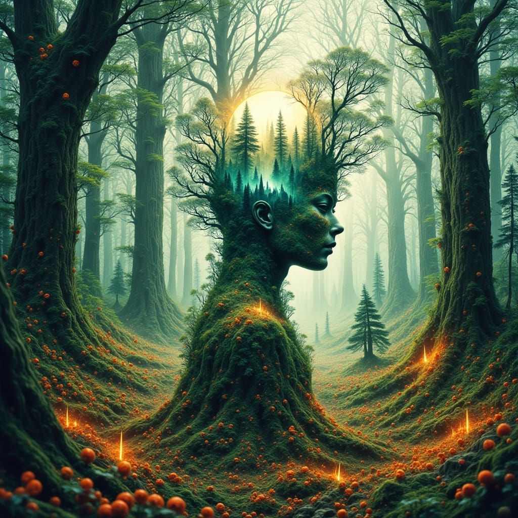 Fae in Hyperdetailed Forest with Surreal Effects