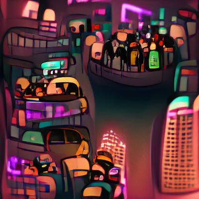 Vibrant Neons of a Futuristic Metropolis at Night