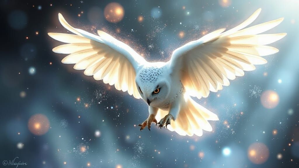 Hedwig the Owl in Flight with Magical Energy