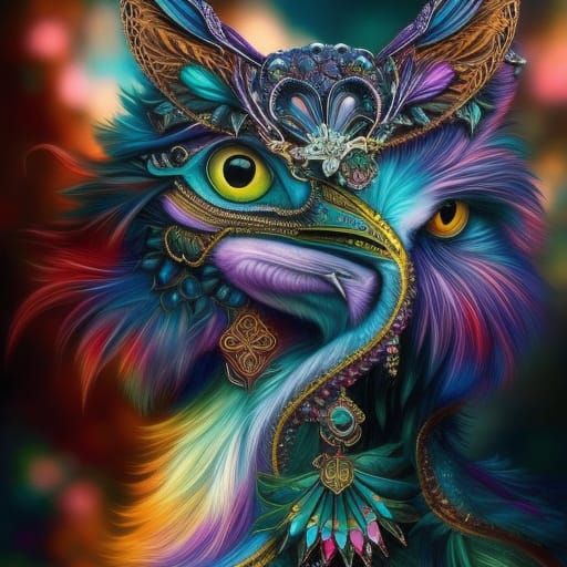 Mysterious Raven in Watercolour Photoillustration Style