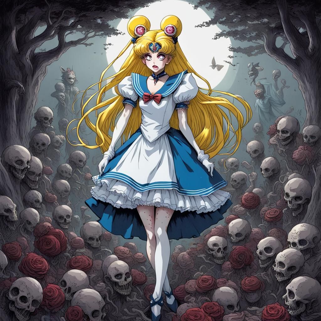Sailor Moon as Zombie Alice in Wonderland