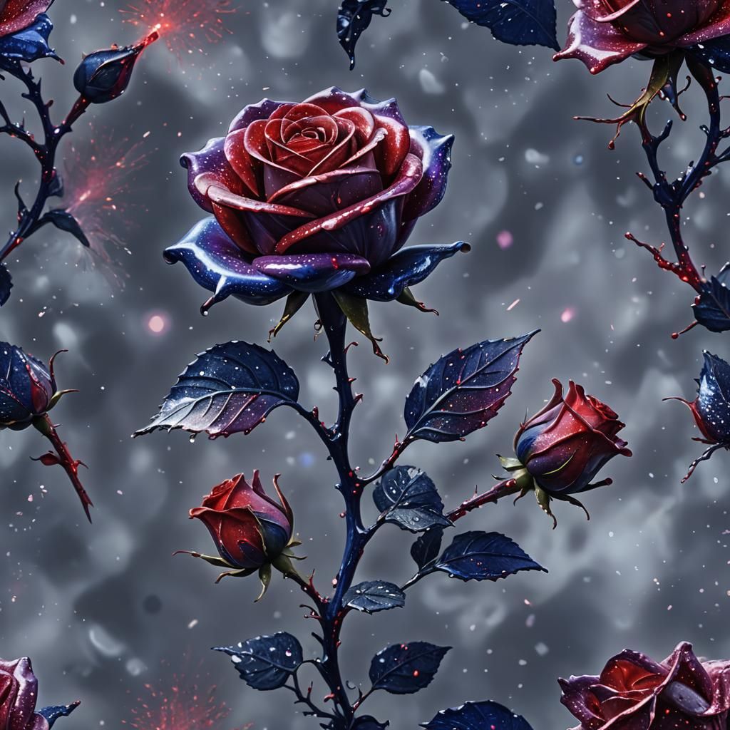 Glowing Crystal Rose in Vibrant, Hyperrealistic Detail