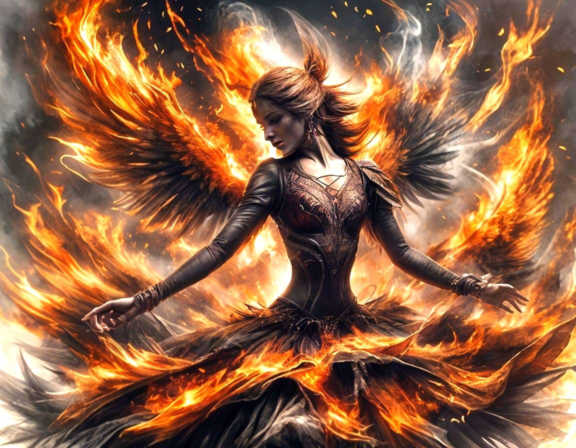 Flaming Phoenix Ballerina in Inferno