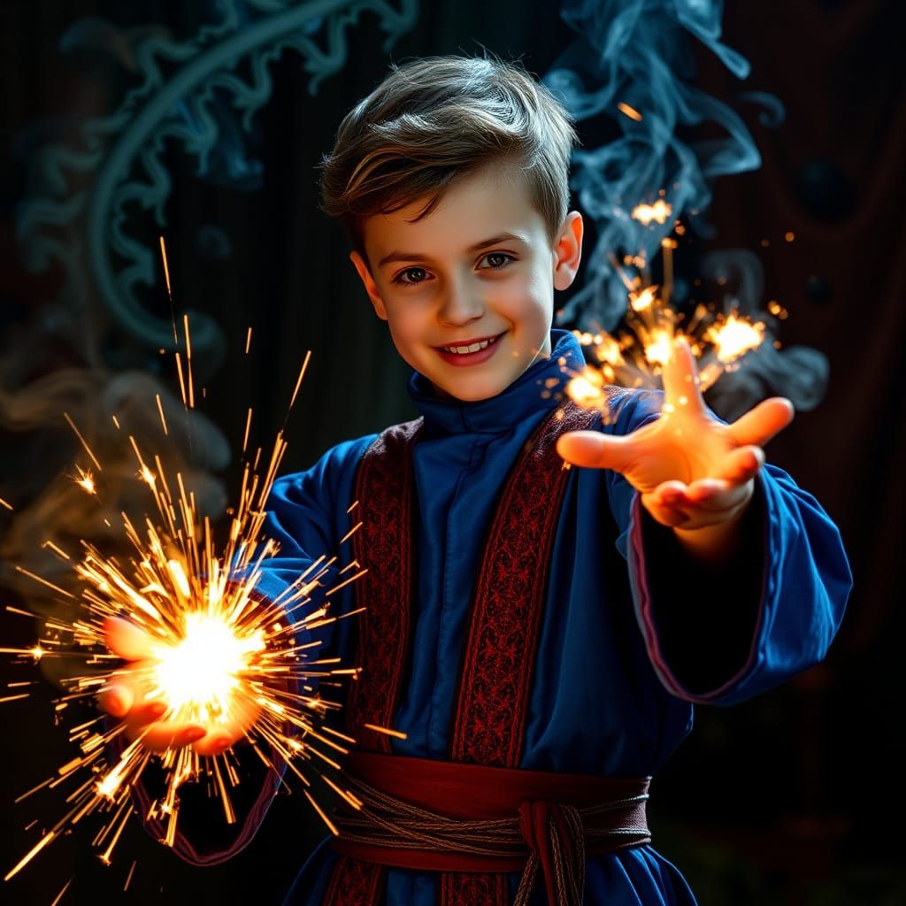 Enthusiastic Young Magician Unleashes Magical Energy