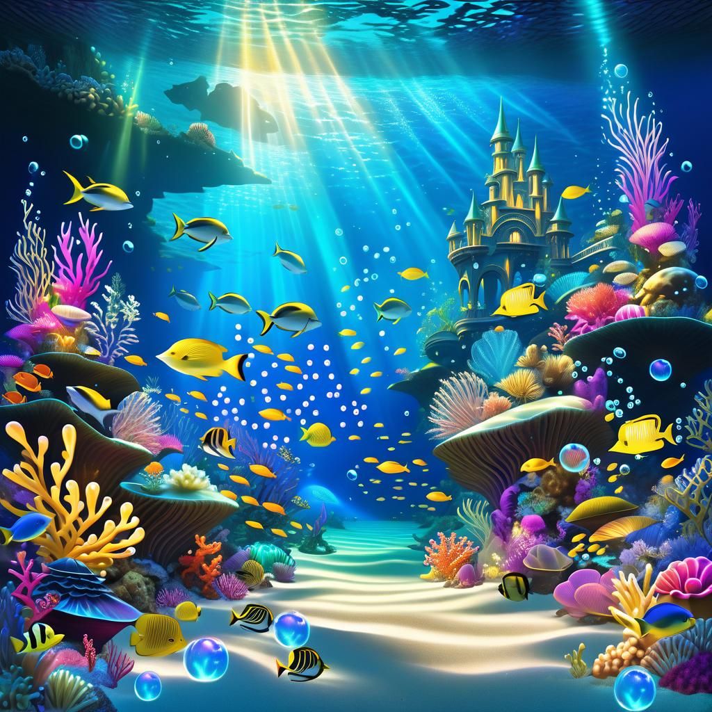 Underwater Castle in Vibrant Fantasy