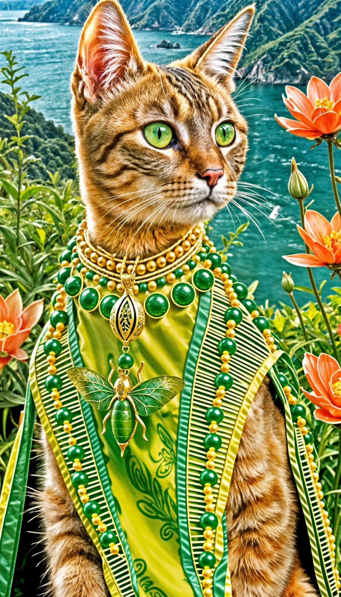 Oriental Cat in Thai Costume with Jewelry