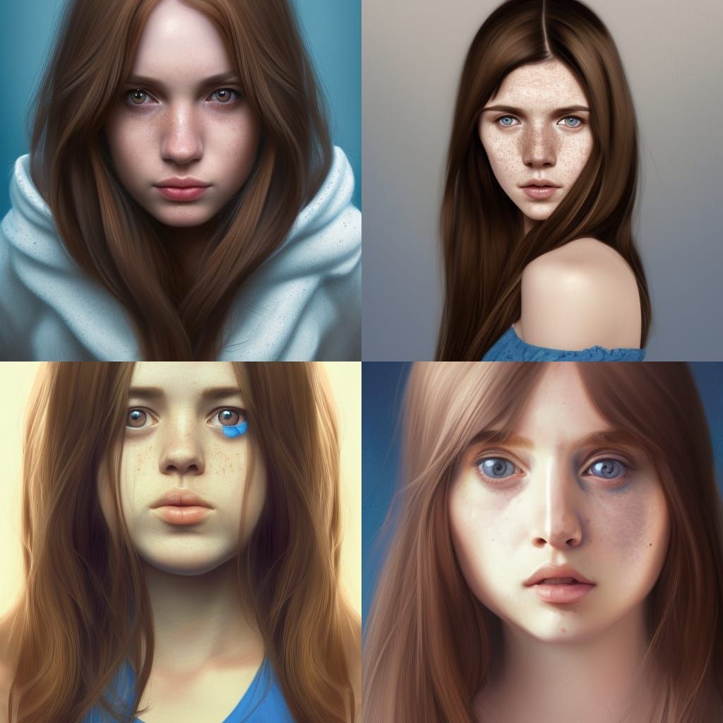 Surreal Portrait of a Brown-Haired Girl in Cyberpunk Style