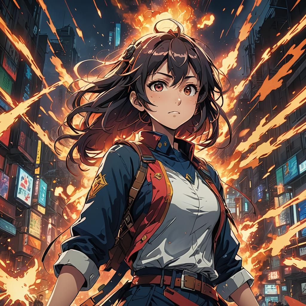 Vibrant Anime Explosion in Cinematic Style
