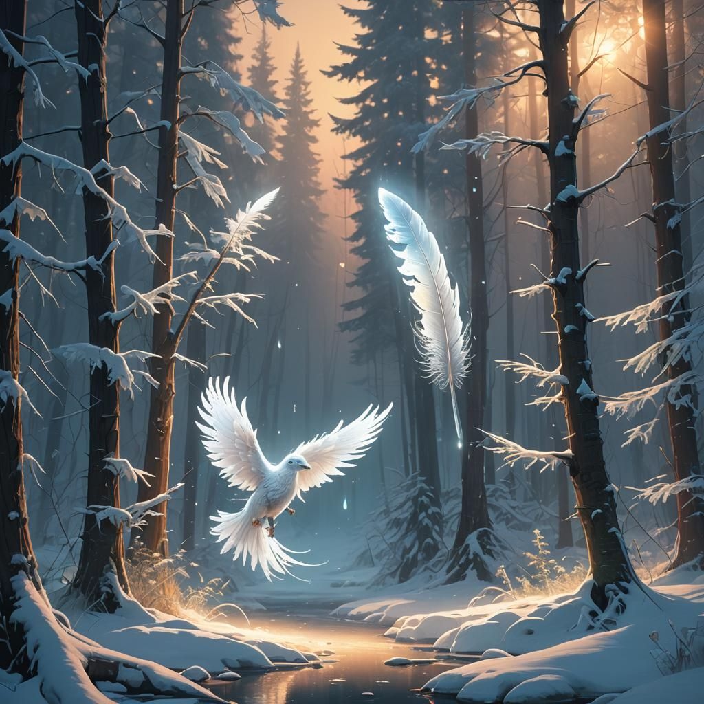 Ethereal Crystal Feather Patronus in Whispers of Moonlit Mis...