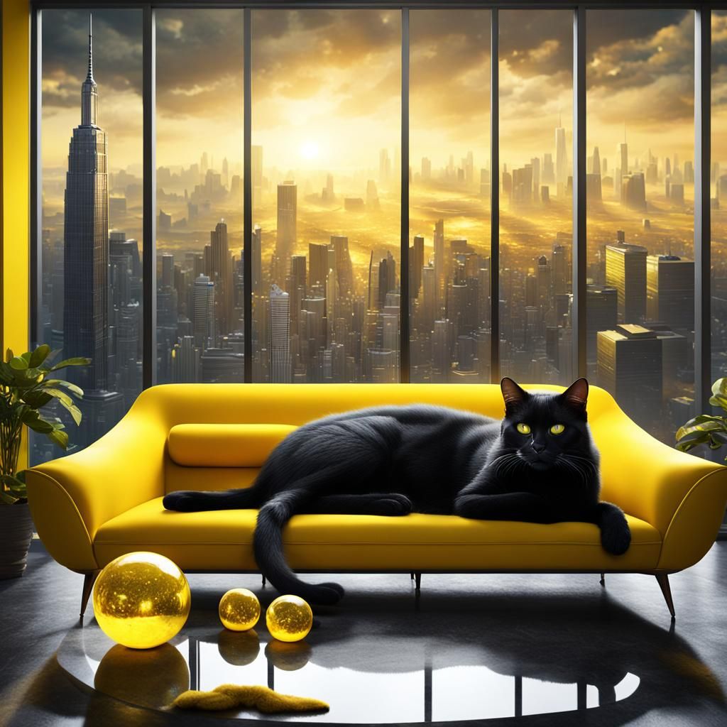 Sophisticated Feline in Luxury Urban Oasis