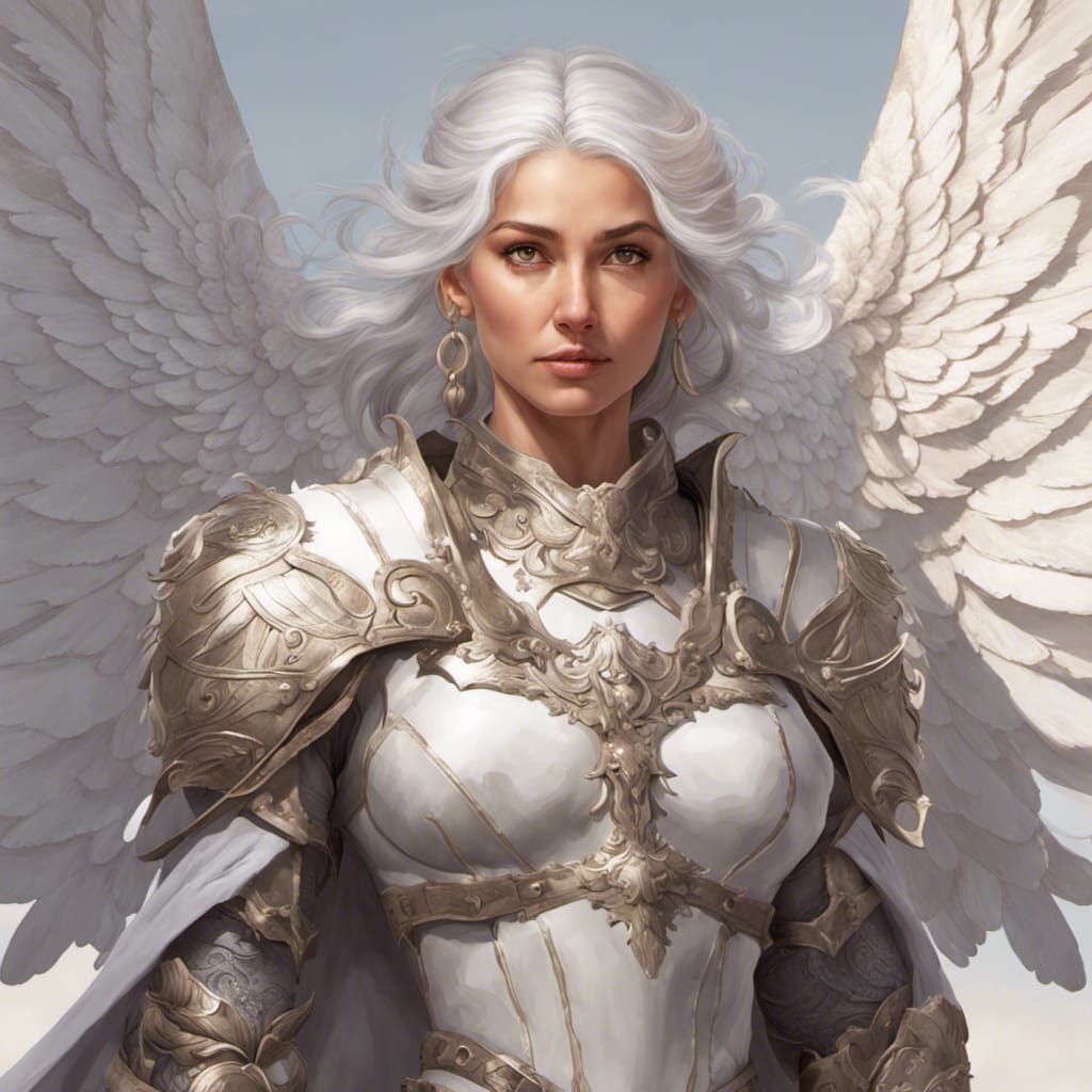 Medieval Armored Romani Woman with Angel Wings