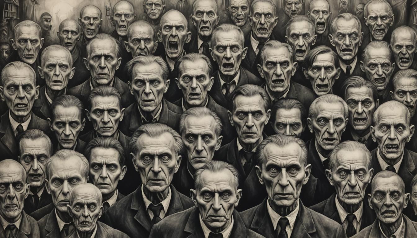 Ethereal Eastern European Horror Figure in Charcoal Drawing