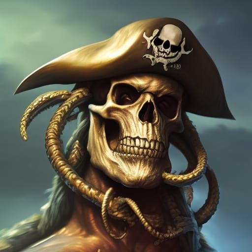 Kraken Pirate Skull: Hyperdetailed Concept Art