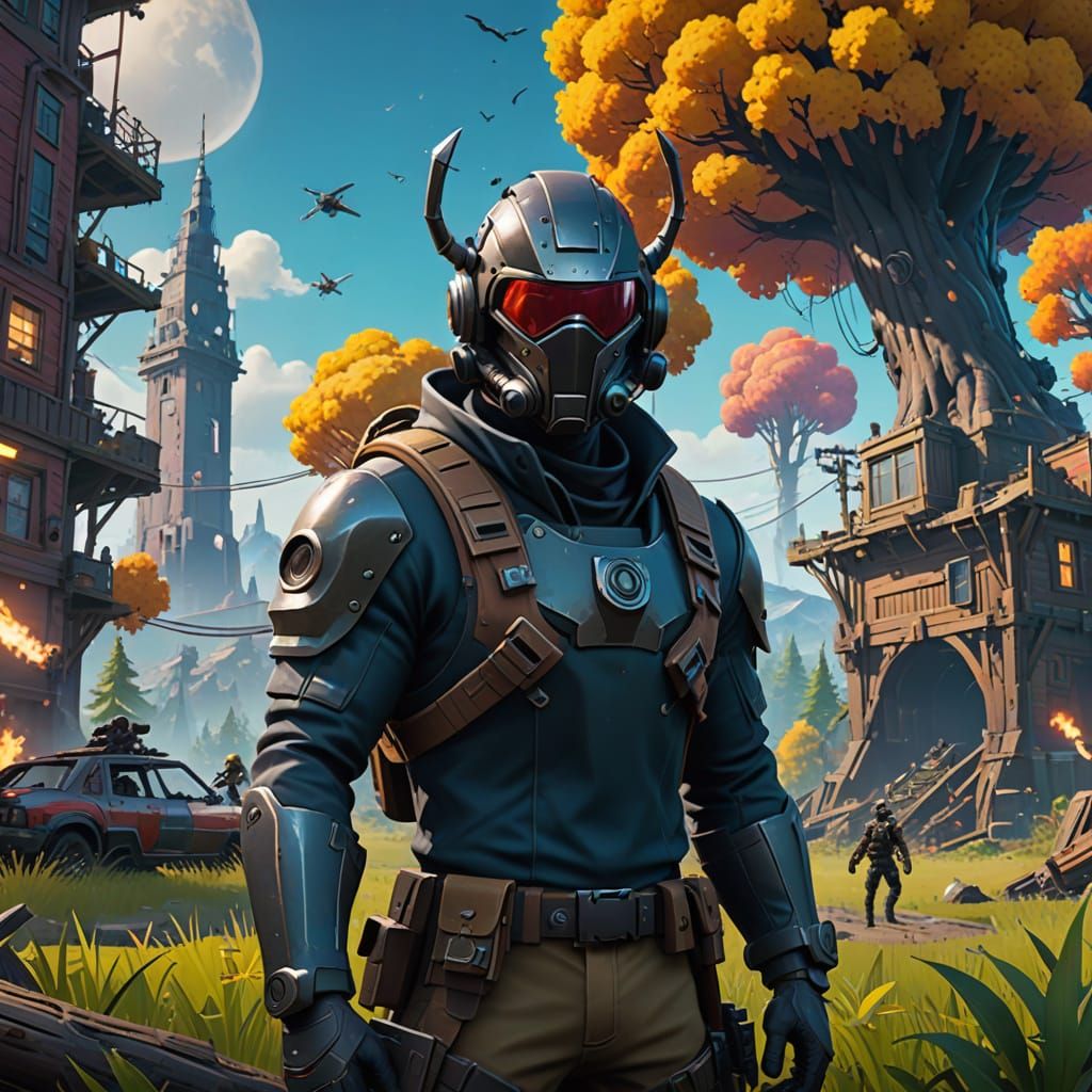 Epic Battle Royale in Vibrant, Ruined Landscape