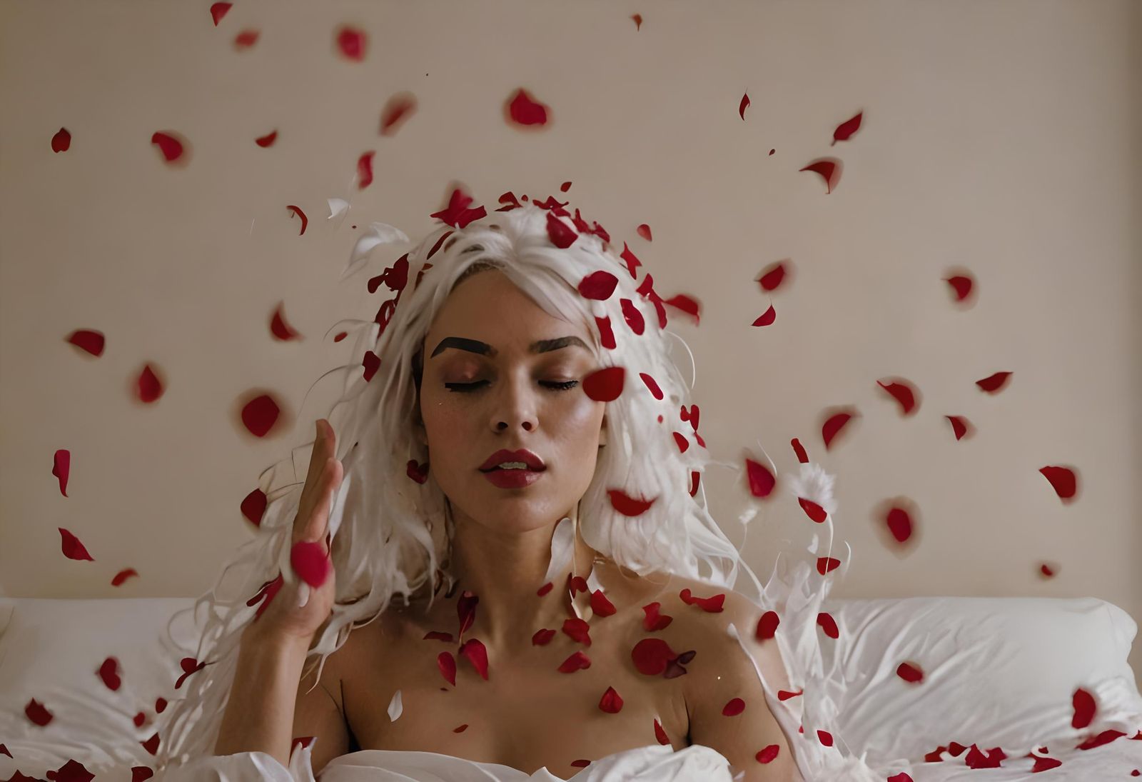 A sensual and provocative scene unfolds as a shirtless woman...