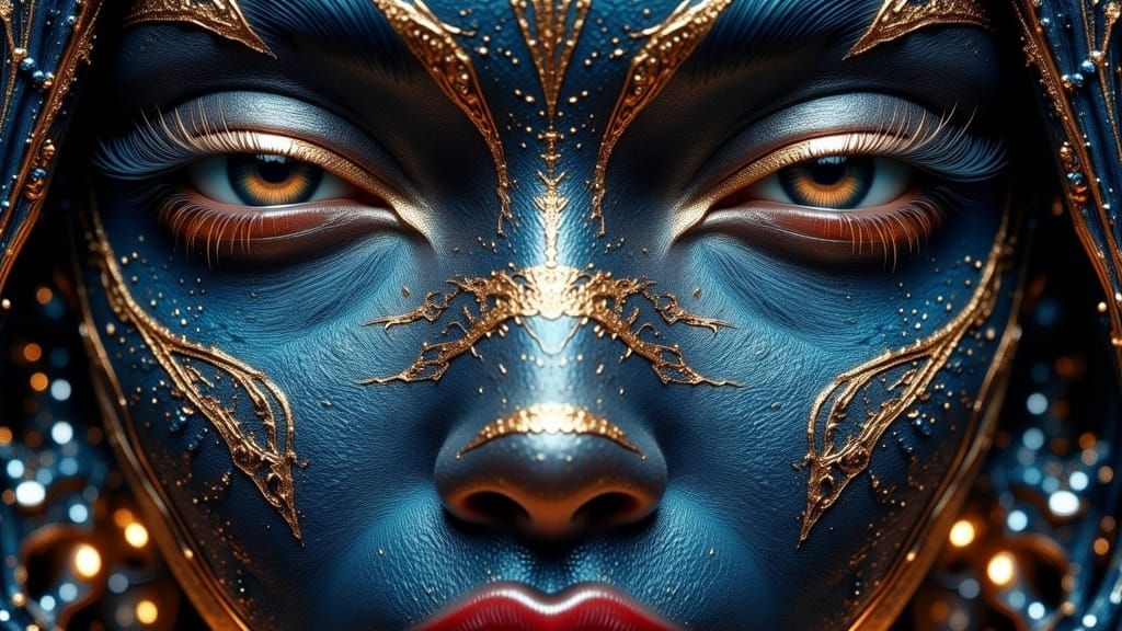 an alien female, form-fitting uniform, almond black eyes, slim athletic build, blue skin, textured

64k 128k megapixels,...