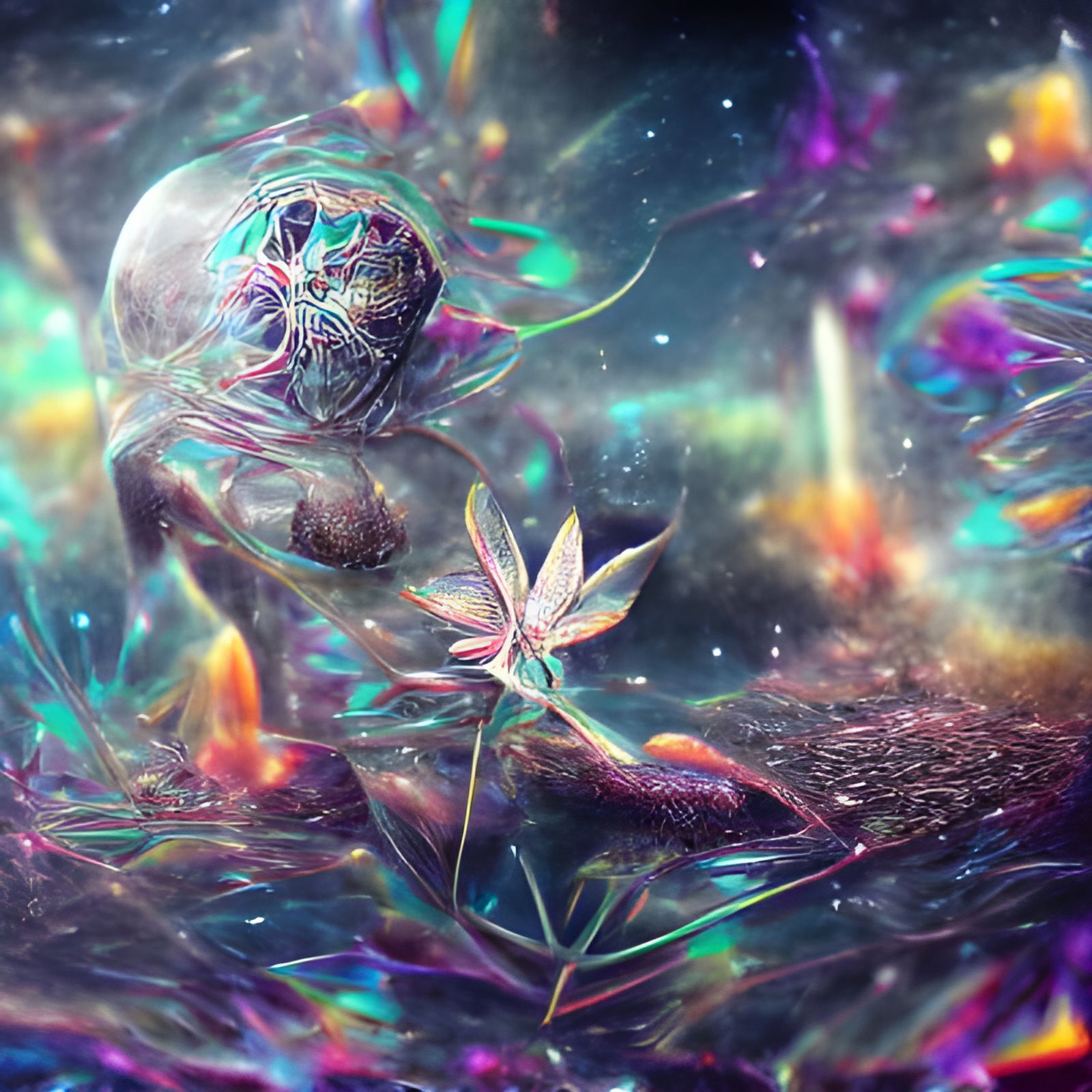 Vibrant Cosmic Weed in 8k Holographic Astral Style
