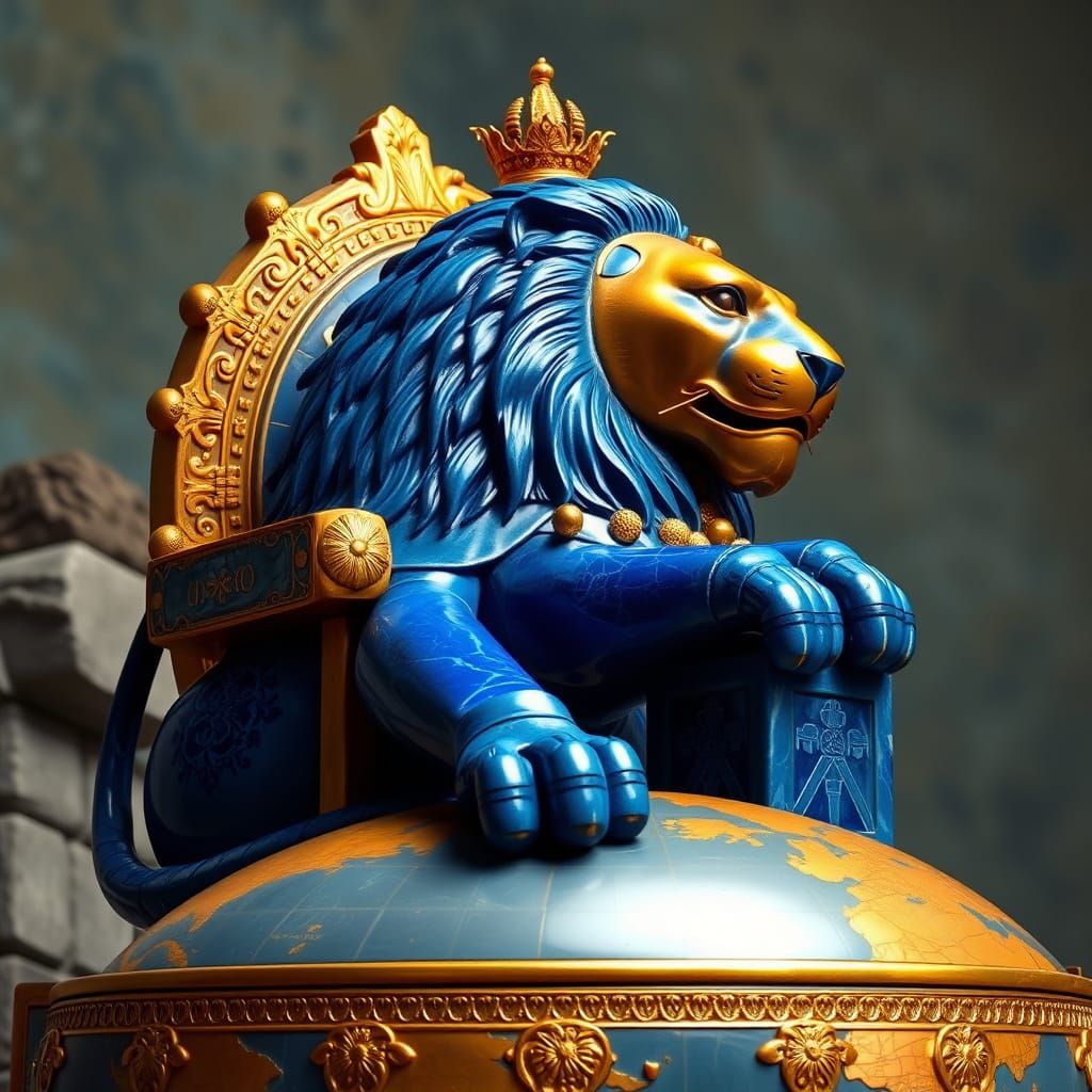 Ancient Babylonian Lion Throne of Lapis Lazuli and Gold