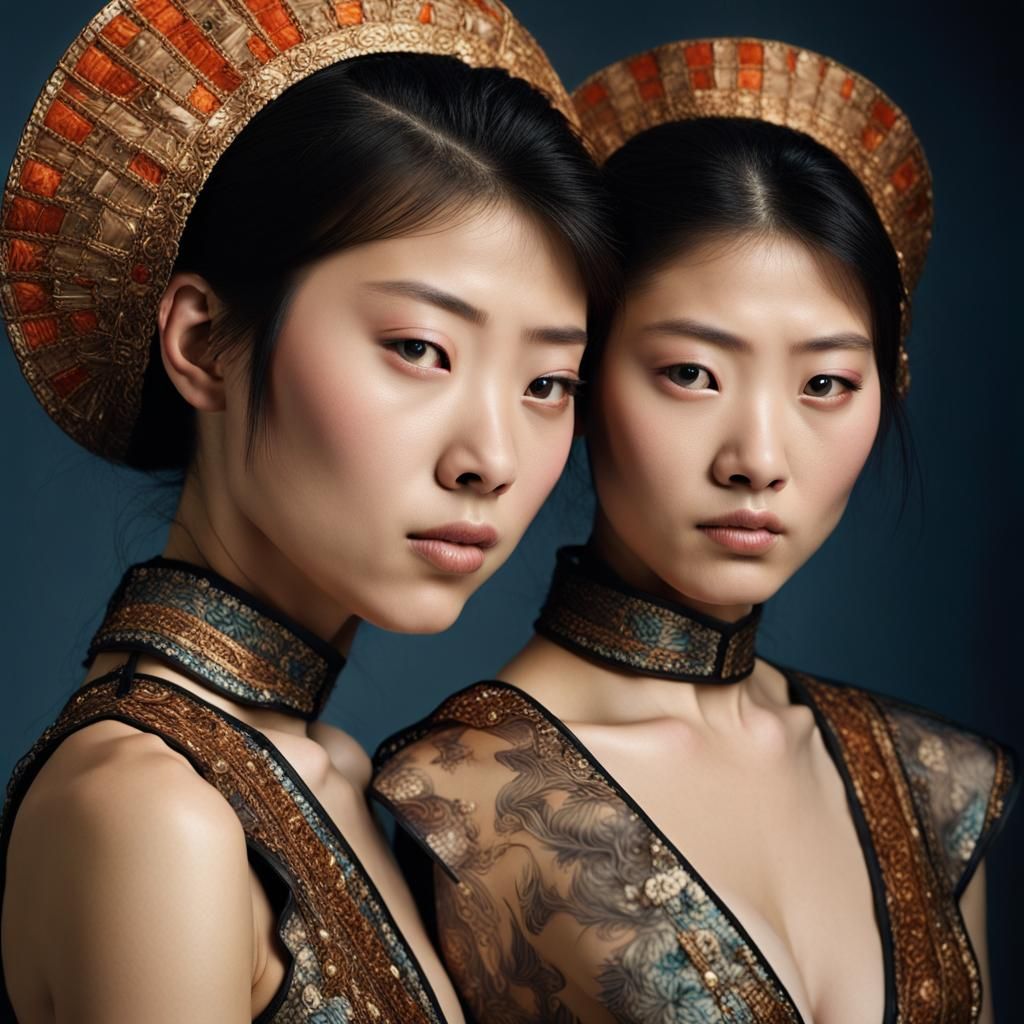 Japanese Fashion Models in Elegant John Paul Gaultier Design...