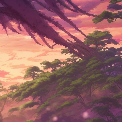 Mysterious Wild Forest in Impasto Acrylic Style