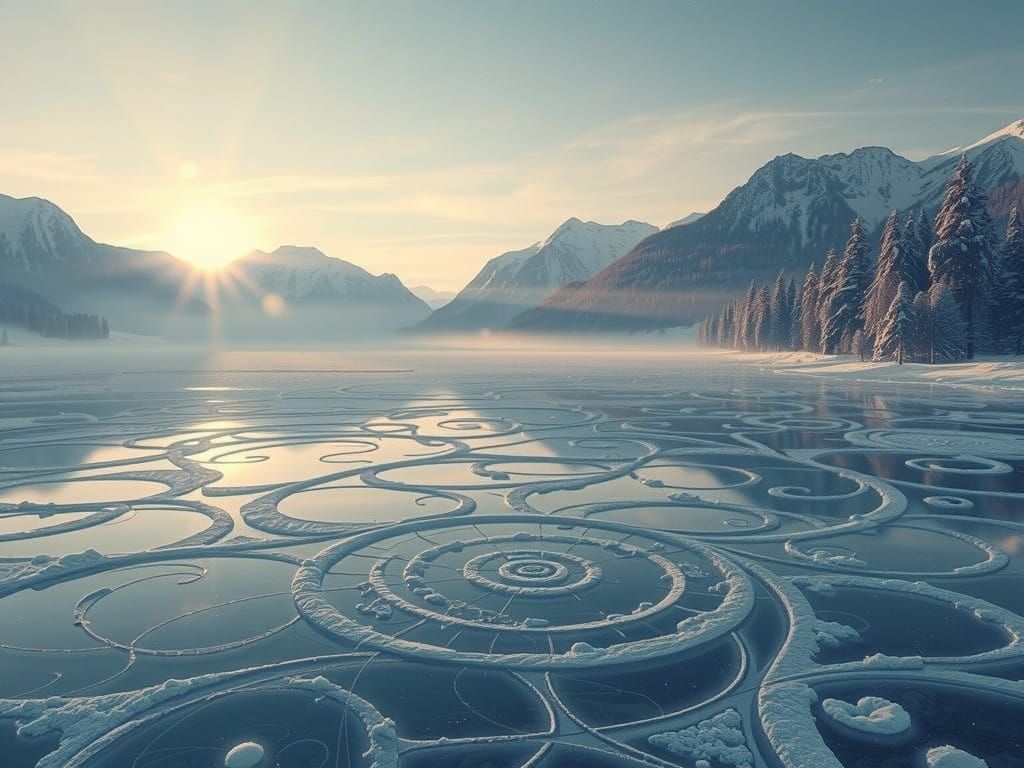 Frozen Dreamscape: Swirling Fractal Ice Crystals in a Winter...