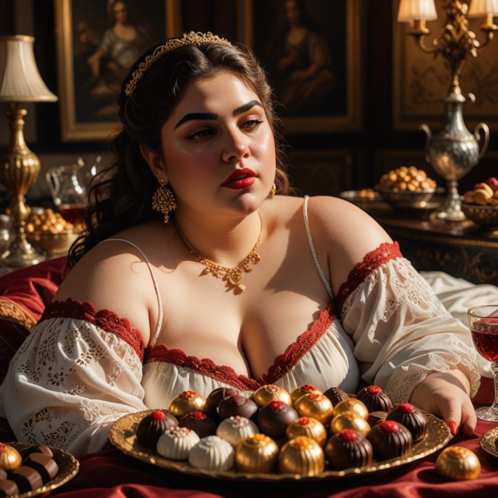 A Luxurious, Hyper-Realistic Portrait of a Chubby Iranian Wo...