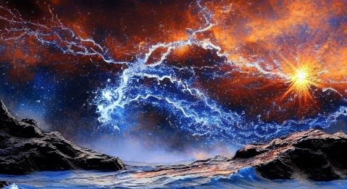 Glowing Dragon Shines in Celestial Stormscape