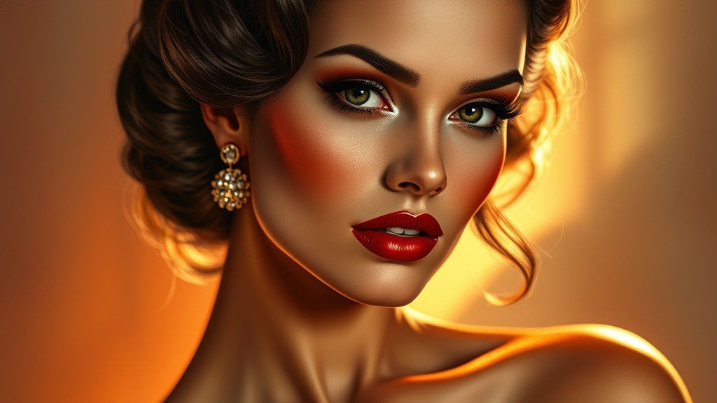 Vintage Hollywood Pin-Up Beauty with Art Deco Flair