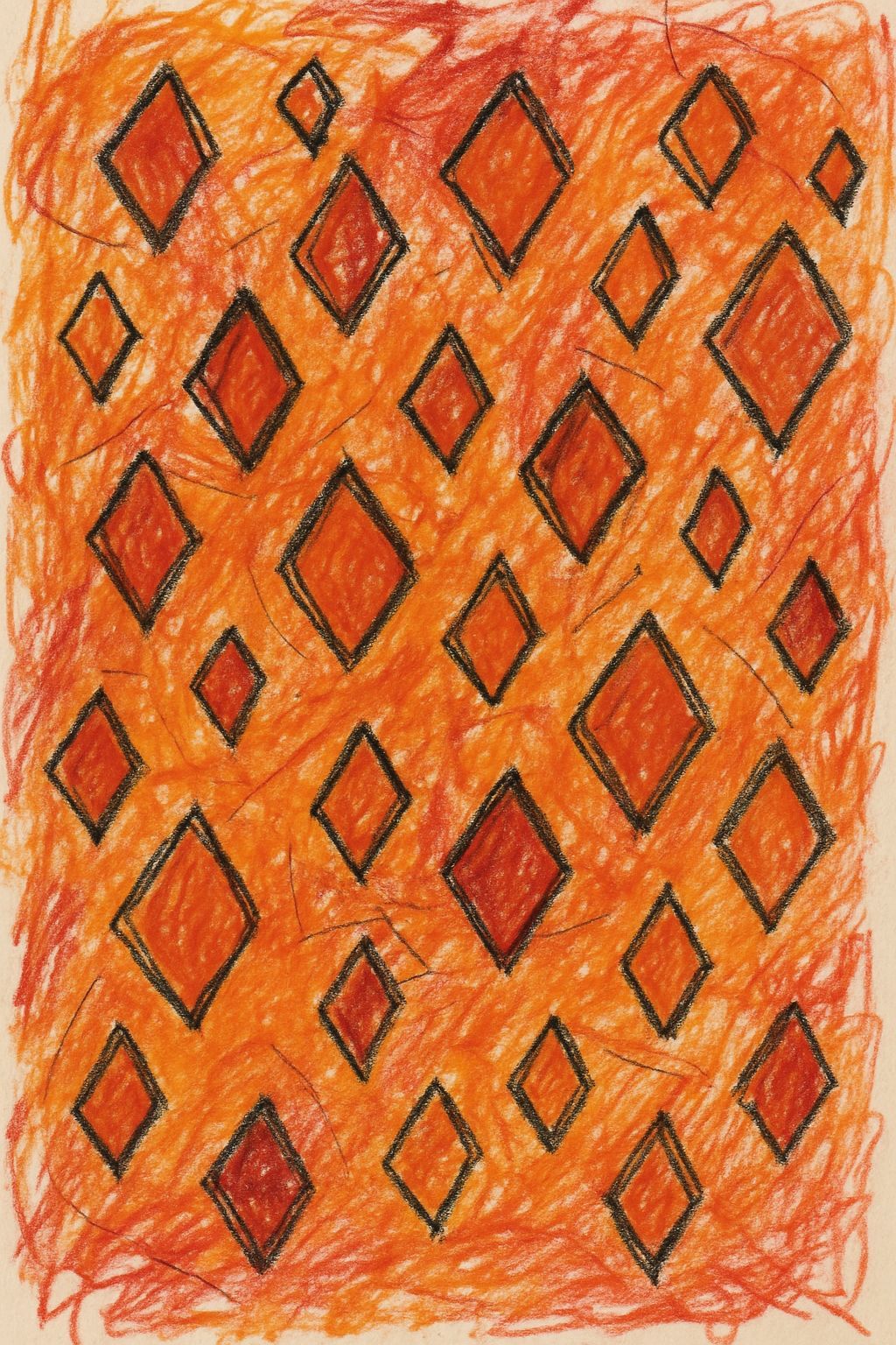 Abstract Diamond Wealth in Red and Orange Hues
