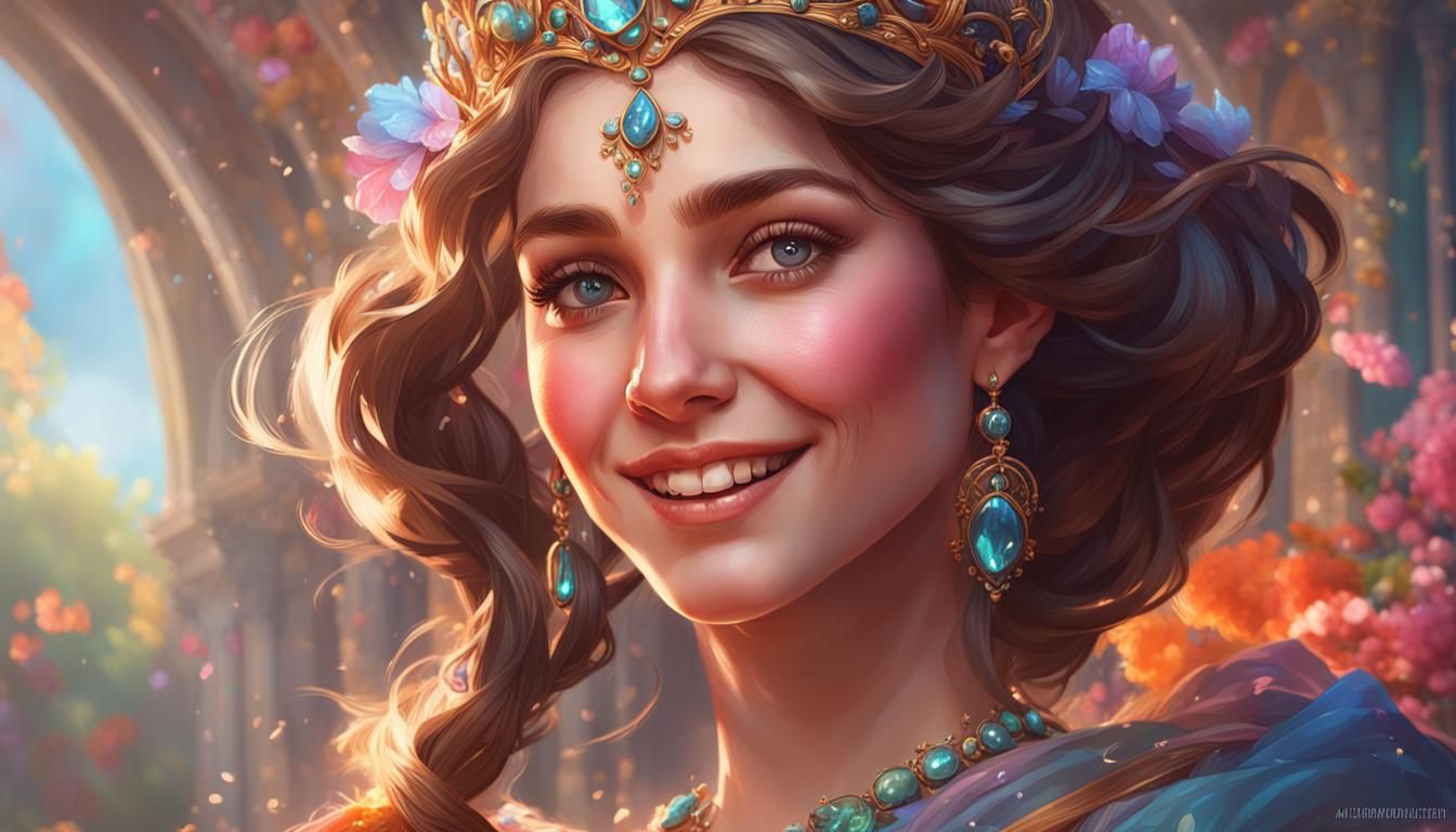 Surreal Princess Portrait in Hyperdetailed Triadic Colors